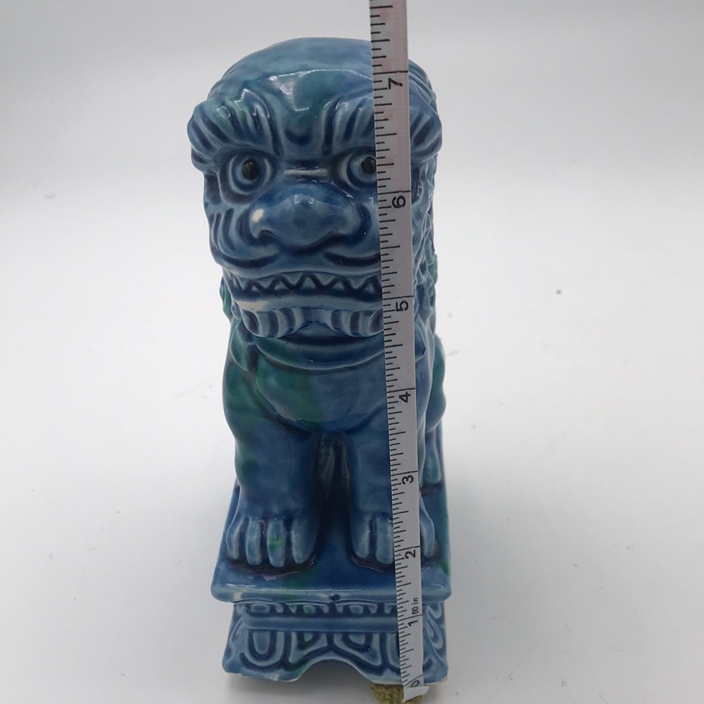 VTG Mid 20th Century Foo Dog Turquoise Glazed Porcelain Made in Japan - Picture 11 of 13
